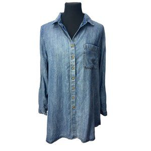 Side stitch womens Demim Tunic Blouse‎ Medium